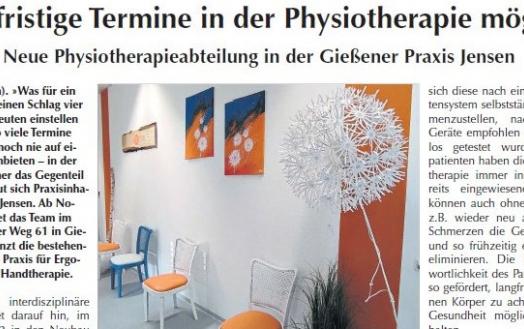 Eröffnung Physiotherapie in Gießen: Bericht im Sonntagmorgen-Magazin